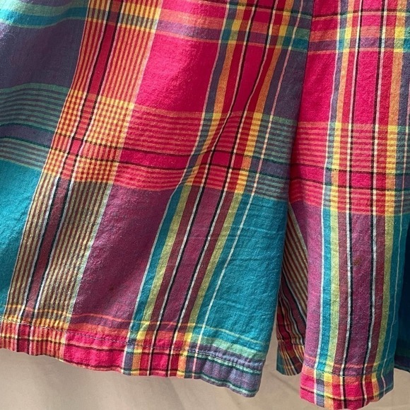 Vintage 1980’s Madras Plaid Cotton Romper Playsuit Pink, Blue, Green Size XS - Picture 9 of 16